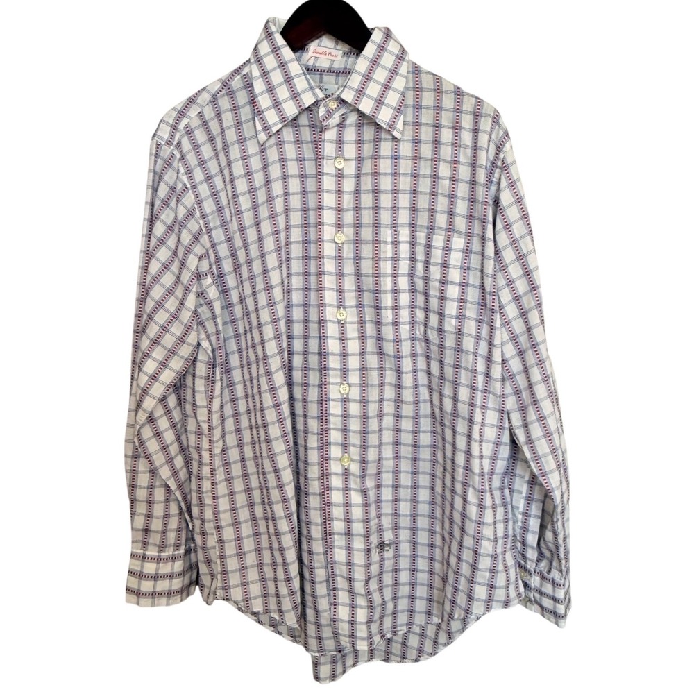Gant Shirtmakers Vintage Union Made Plaid Button Down Shirt Mens 17 34 USA